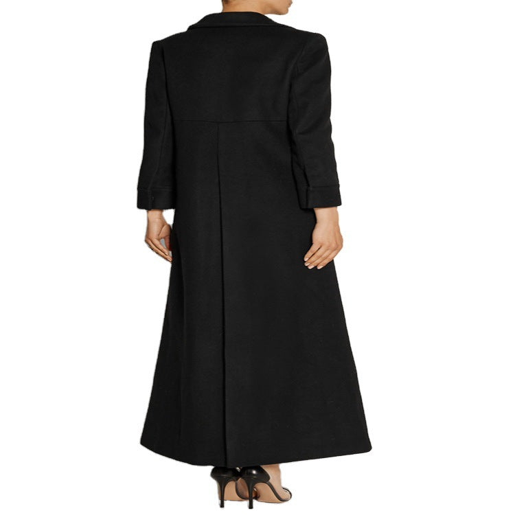 Damen Bodenlanger Einreiher-Mantel mit Gehschlitz und taillierter Silhouette Shop Nory