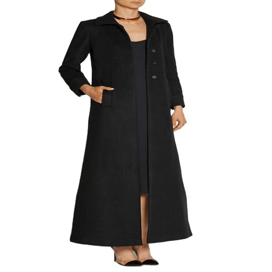 Damen Bodenlanger Einreiher-Mantel mit Gehschlitz und taillierter Silhouette Shop Nory