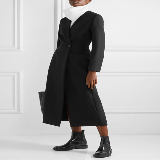 Damen Maxilanger minimalistischer Tailoring Mantel mit offener Front Shop Nory