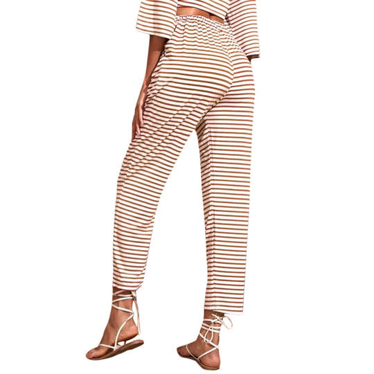 Damen Jersey-Loungehose mit elastischem Bund Tunnelzug Eingrifftaschen geradem Bein Shop Nory