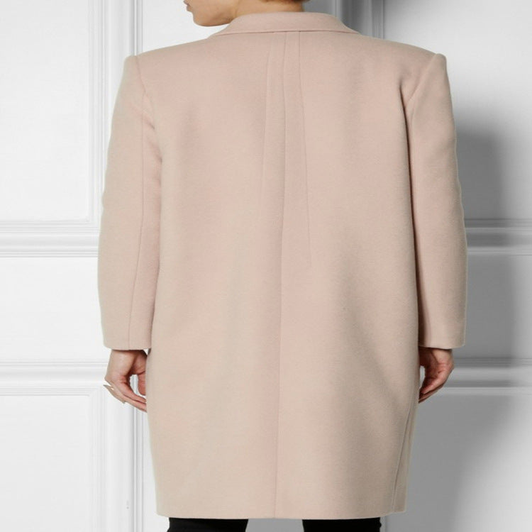 Damen Midilanger Wollmix-Mantel mit minimalistischer Einreiher-Front und Pattentaschen Shop Nory