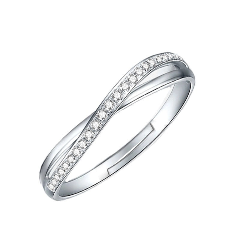 Damenring mit filigraner Zirkonia-Besetzung und elegantem Wellen-Design Shop Nory