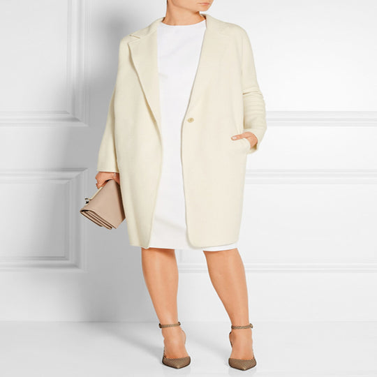 Damen Schlichter Oversize-Longmantel aus Woll‑Kaschmir‑Mix mit dezentem Revers und Ein‑Knopf‑Front Shop Nory