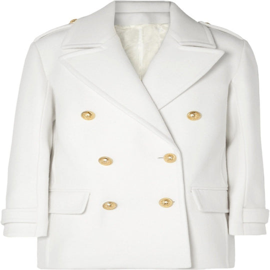 Damen Zweireihiger Kurzmantel im Marine‑Tailoring mit goldenen Zierknöpfen Shop Nory