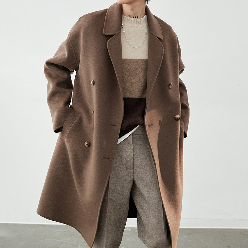 Herren Lang geschnittener Doppelreiher-Wollmixmantel mit Oversize-Passform Shop Nory