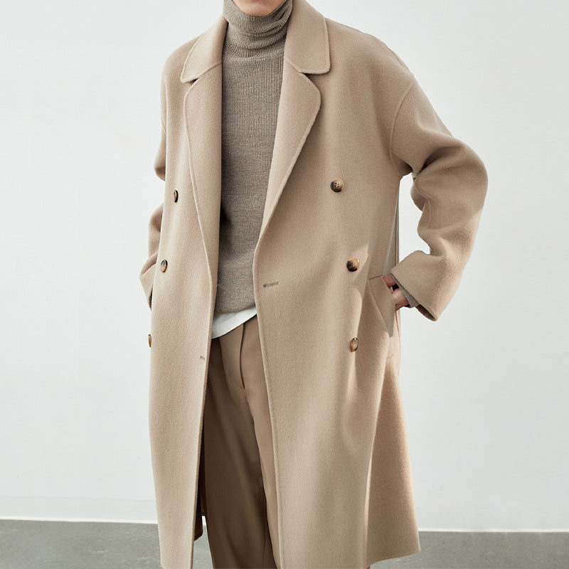 Herren Lang geschnittener Doppelreiher-Wollmixmantel mit Oversize-Passform Shop Nory