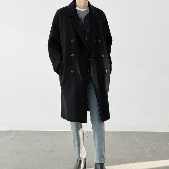 Herren Lang geschnittener Doppelreiher-Wollmixmantel mit Oversize-Passform Shop Nory