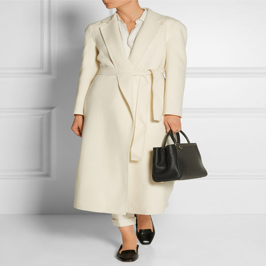 Damen Bodenlanger Wickel-Longcoat aus Woll-Kaschmirmix mit tailliertem Bindegürtel Shop Nory