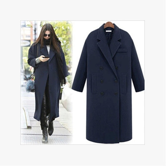 Herren Longcoat im minimalistischen Doppelreiher aus Wollmix mit kastiger Oversize-Silhouette Shop Nory