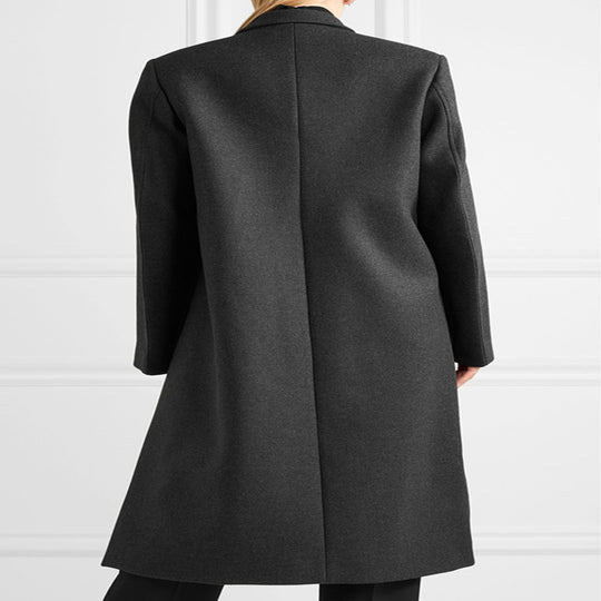 Damen Oversize Einreihiger Maxilanger Wollmix-Longcoat mit relaxter Schulter und Pattentaschen Shop Nory