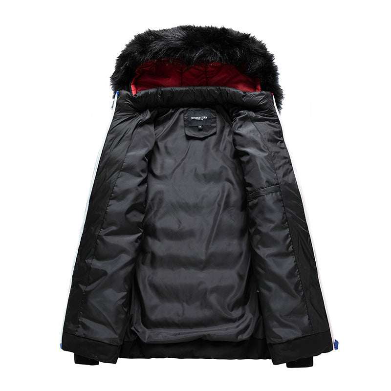 Herren Steppjacke mit Kapuze und Kunstfellbesatz, wind- und wasserabweisend Shop Nory