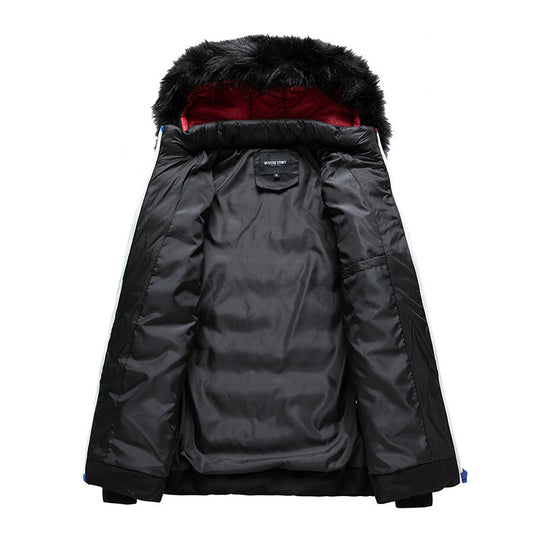 Herren Steppjacke mit Kapuze und Kunstfellbesatz, wind- und wasserabweisend Shop Nory