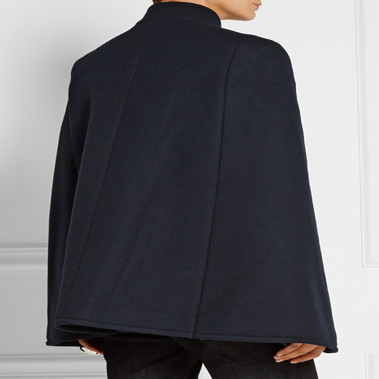 Damen Kurzer Cape-Mantel im Military‑Stil mit Doppelreihe und Stehkragen Shop Nory