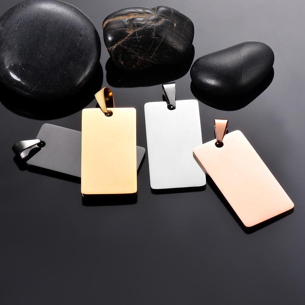Damen gravierbarer Edelstahl-Anhänger in rectangularer Form Shop Nory