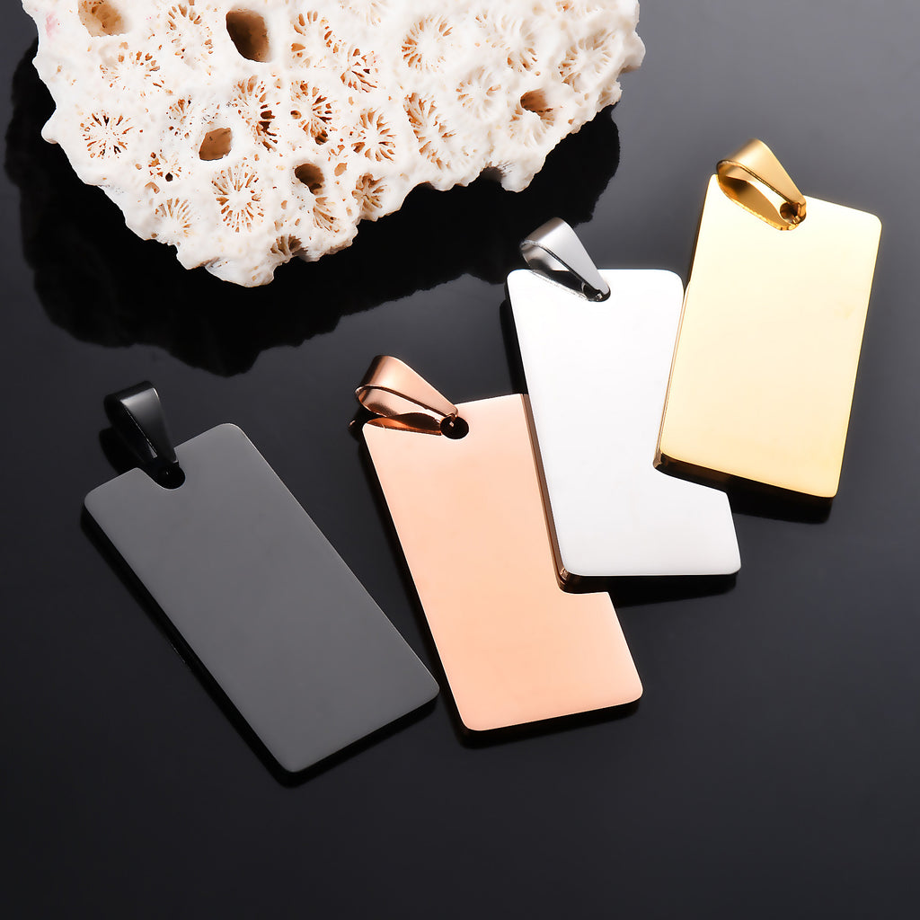 Damen gravierbarer Edelstahl-Anhänger in rectangularer Form Shop Nory