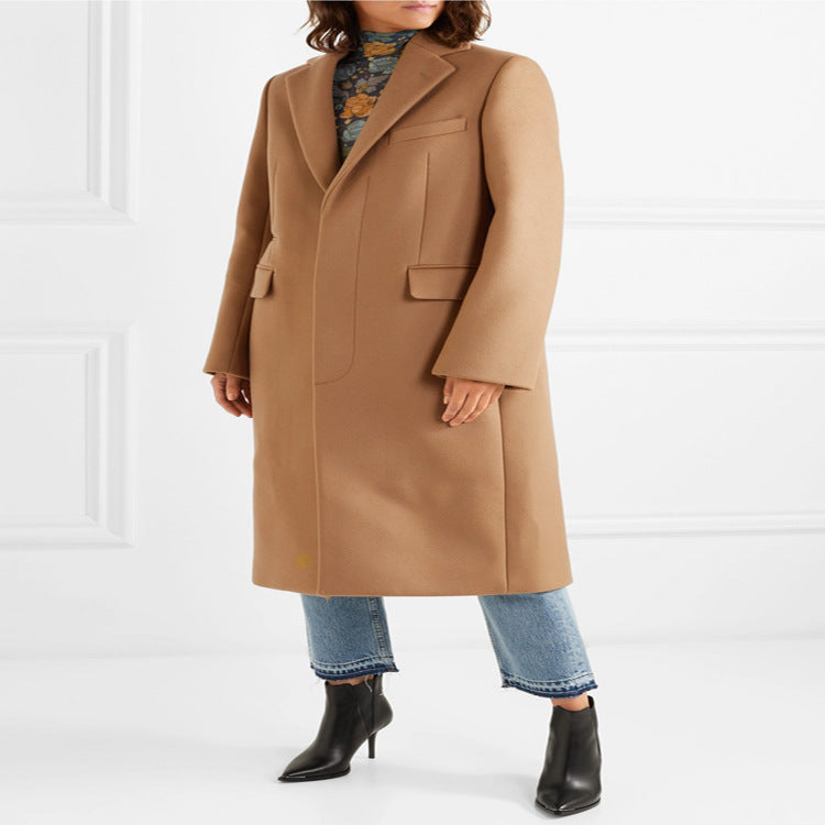 Damen Einreihiger Wollmix-Longcoat mit klarem Tailoring und Pattentaschen Shop Nory
