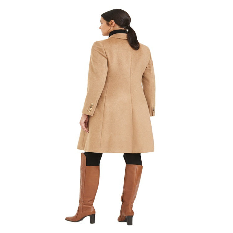 Damen Midilanger Taillierter Wollmix‑Mantel mit schmaler Schulterlinie und Pattentaschen Shop Nory