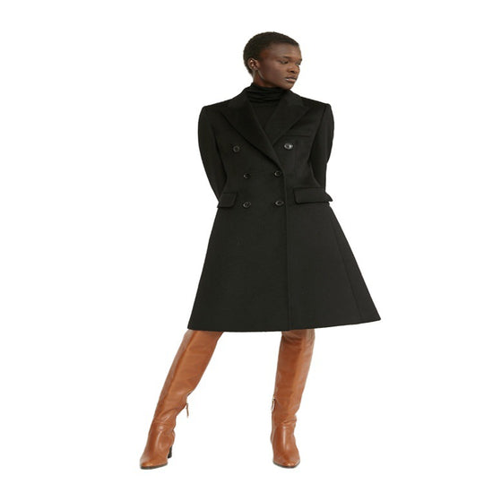 Damen Midilanger Taillierter Wollmix‑Mantel mit schmaler Schulterlinie und Pattentaschen Shop Nory