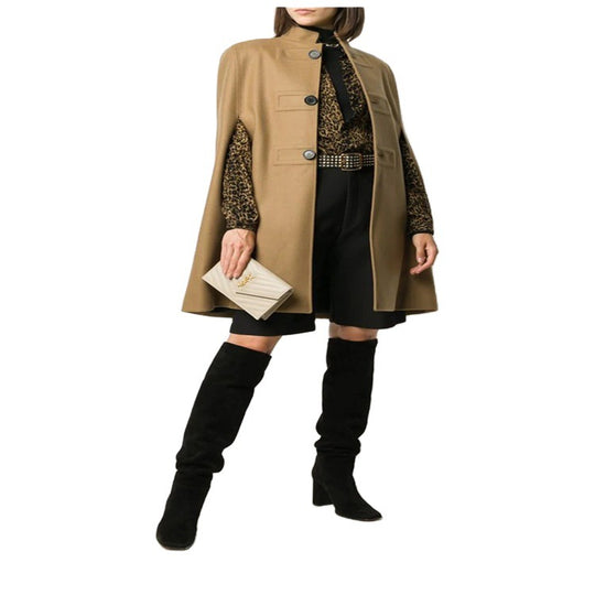 Damen Wollmix‑Cape mit Stehkragen, verdeckten Armöffnungen und puristischem Tailoring Shop Nory