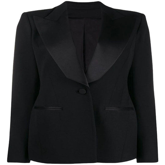 Damen Tailliertes Smoking-Blazerjackett mit Satin-Schalkragen und präzisem Tailoring Shop Nory