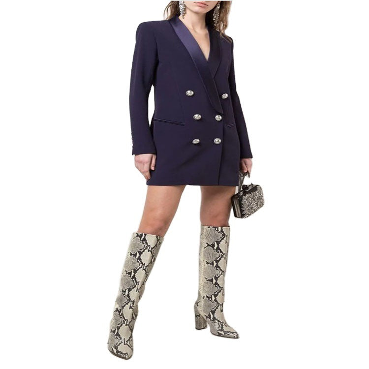 Damen Blazerkleid im Tailoring‑Look mit satiniertem Schalkragen und strukturierten Schultern Shop Nory