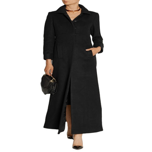 Damen Bodenlanger Einreiher-Mantel mit Gehschlitz und taillierter Silhouette Shop Nory