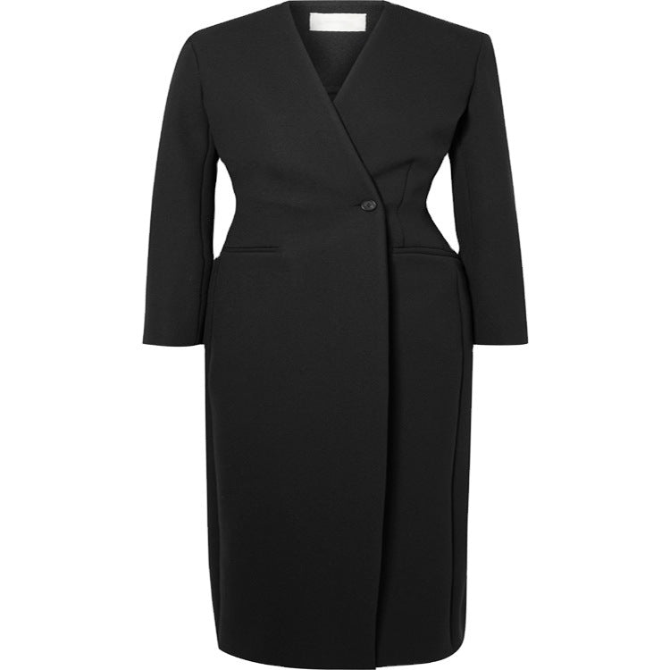 Damen Maxilanger minimalistischer Tailoring Mantel mit offener Front Shop Nory