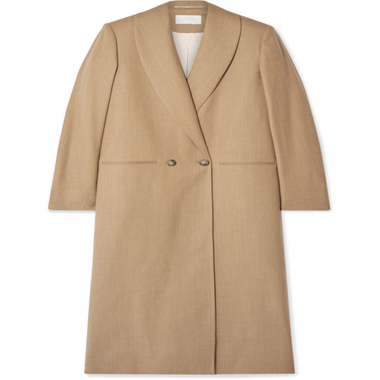 Damen Maxilanger minimalistischer Einreihiger Wollmix-Longcoat mit offenem Schalkragen Shop Nory