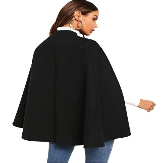 Damen Kurz-Capecoat im Mantelstil mit Stehkragen und verdeckter Knopfblende Shop Nory