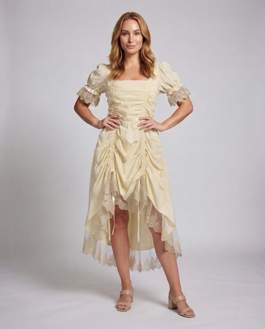 Damenkleid mit Rüschen und Spitzenbesatz Shop Nory