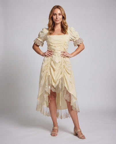 Damenkleid mit Rüschen und Spitzenbesatz Shop Nory