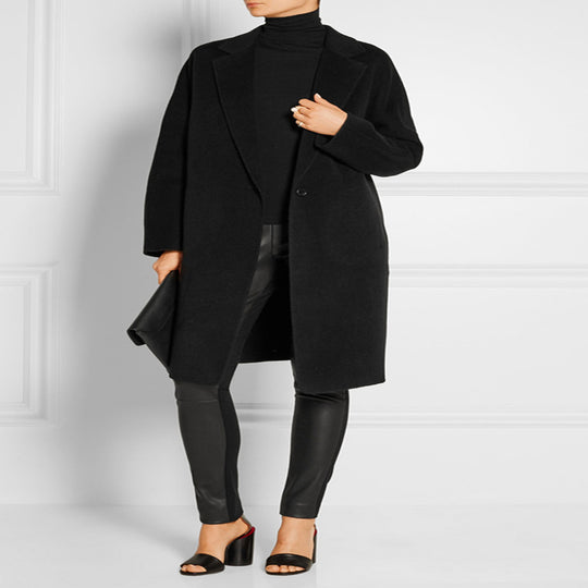 Damen Schlichter Oversize-Longmantel aus Woll‑Kaschmir‑Mix mit dezentem Revers und Ein‑Knopf‑Front Shop Nory