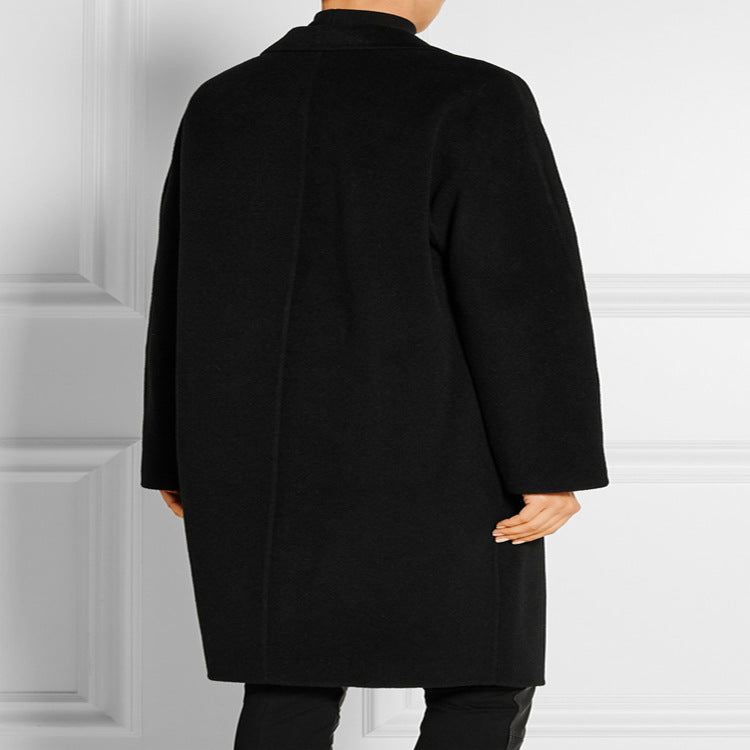 Damen Schlichter Oversize-Longmantel aus Woll‑Kaschmir‑Mix mit dezentem Revers und Ein‑Knopf‑Front Shop Nory