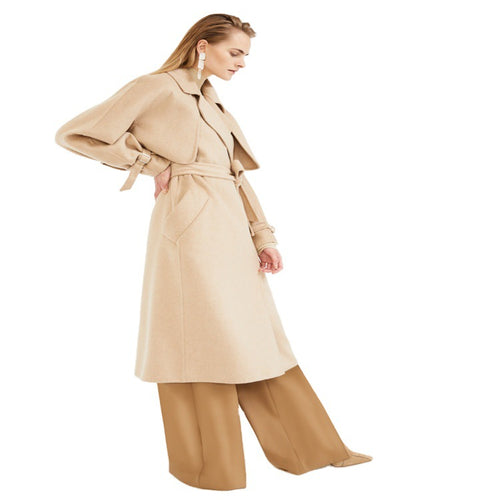 Damen Wollmantel mit Cape‑Schulter und Taillengürtel Shop Nory