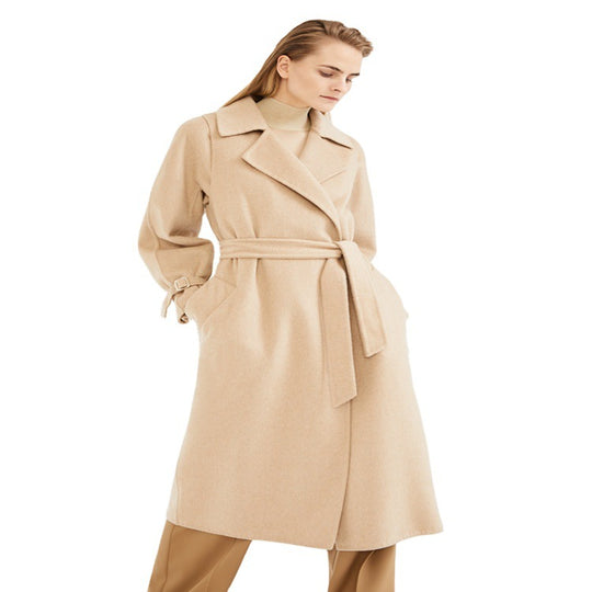 Damen Wollmantel mit Cape‑Schulter und Taillengürtel Shop Nory