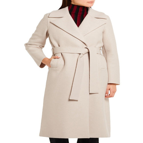 Damen Eleganter Taillierter Mantel im Wickelstil aus Woll-Kaschmir-Mix Shop Nory