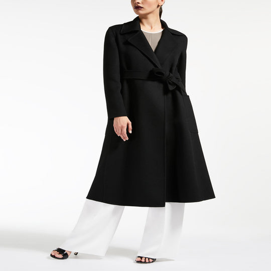 Damen Taillierter Wickelmantel aus Woll-Kaschmirmix mit A‑Linie, Gürtel und aufgesetzten Taschen Shop Nory