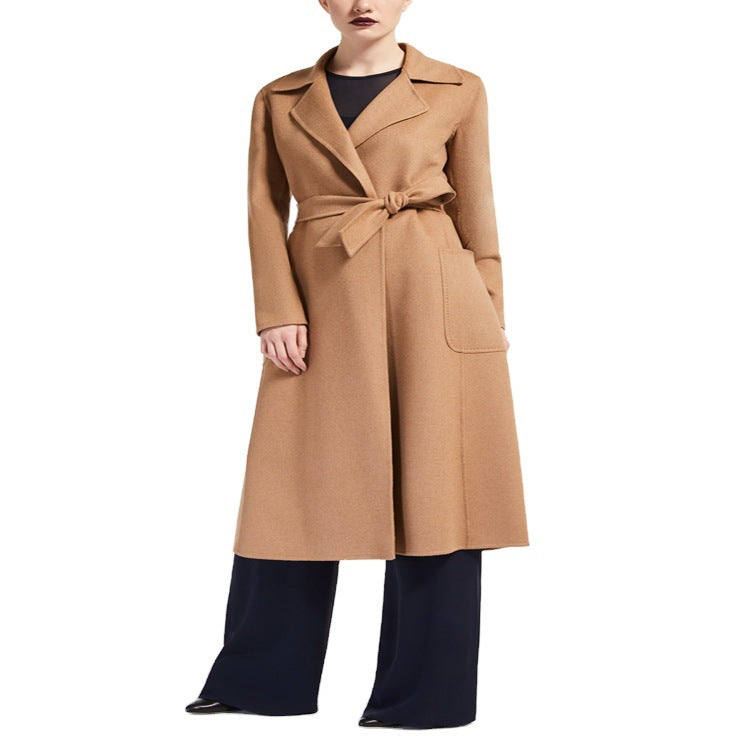 Damen Taillierter Wickelmantel aus Woll-Kaschmirmix mit A‑Linie, Gürtel und aufgesetzten Taschen Shop Nory