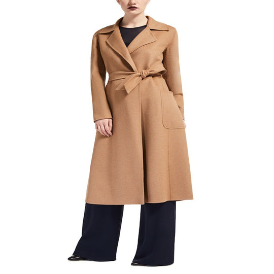 Damen Taillierter Wickelmantel aus Woll-Kaschmirmix mit A‑Linie, Gürtel und aufgesetzten Taschen Shop Nory