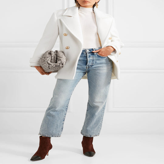 Damen Zweireihiger Kurzmantel im Marine‑Tailoring mit goldenen Zierknöpfen Shop Nory