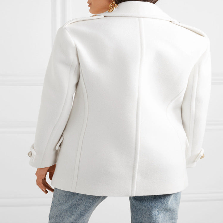 Damen Zweireihiger Kurzmantel im Marine‑Tailoring mit goldenen Zierknöpfen Shop Nory