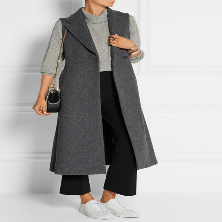 Damen Ärmelloser Wollmix-Mantel mit ausgestellter A‑Linien‑Silhouette und Ein‑Knopf‑Front Shop Nory