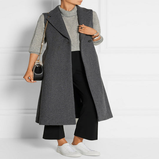 Damen Ärmelloser Wollmix-Mantel mit ausgestellter A‑Linien‑Silhouette und Ein‑Knopf‑Front Shop Nory