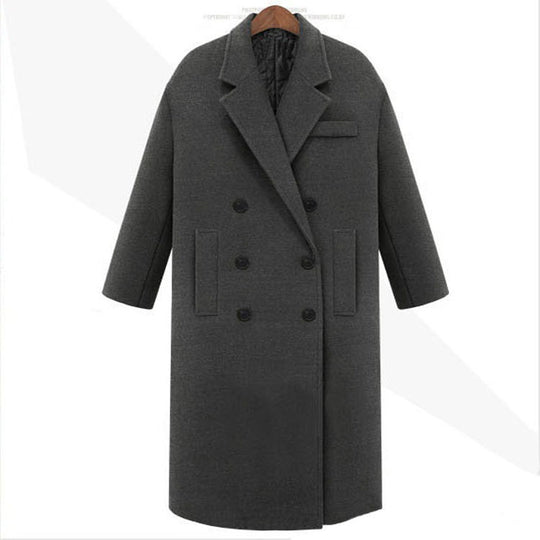 Herren Longcoat im minimalistischen Doppelreiher aus Wollmix mit kastiger Oversize-Silhouette Shop Nory
