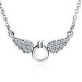 Damen Halskette mit filigranem Flügelanhänger und funkelnden Zirkonia Shop Nory