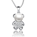 Damen Halskette mit kunstvollem Teddy-Anhänger und funkelnden Zirkonia Shop Nory