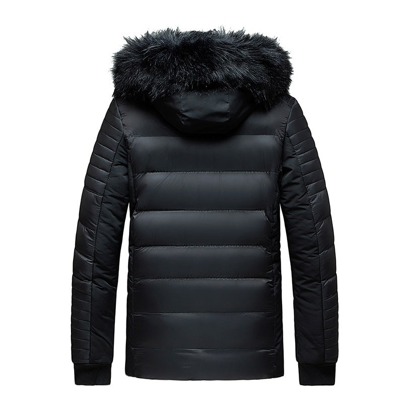 Herren Steppjacke mit Kapuze und Kunstfellbesatz, wind- und wasserabweisend Shop Nory