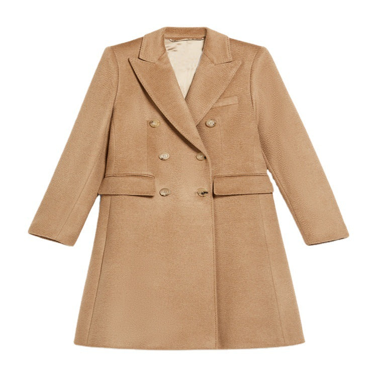 Damen Midilanger Taillierter Wollmix‑Mantel mit schmaler Schulterlinie und Pattentaschen Shop Nory