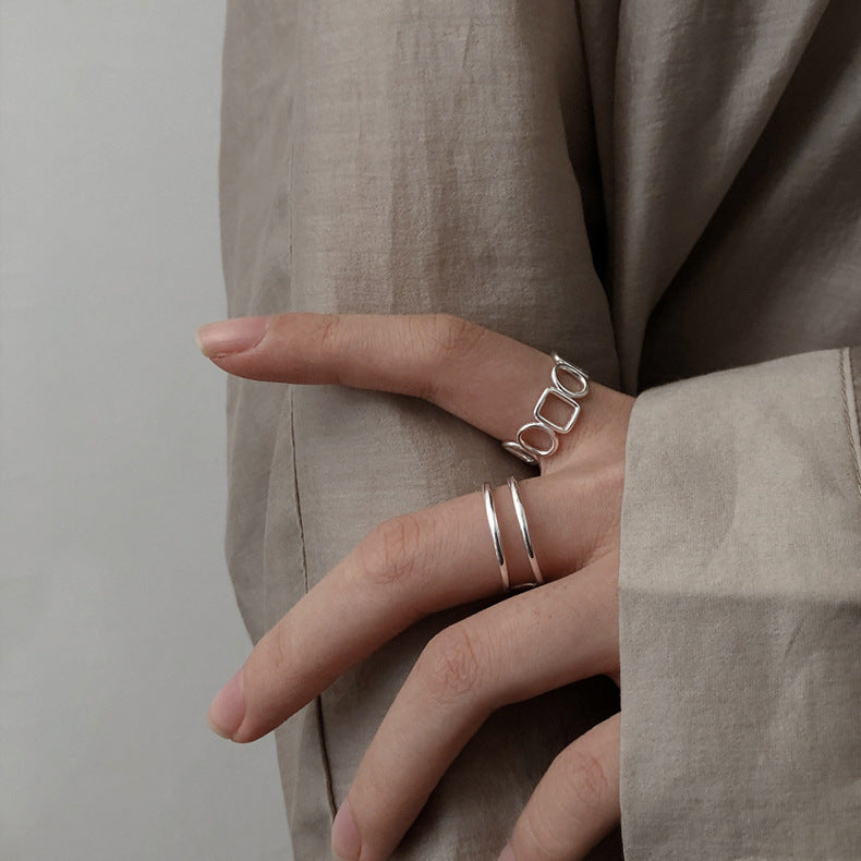 Damen Offener Ring mit modernem Rechteckdesign Shop Nory