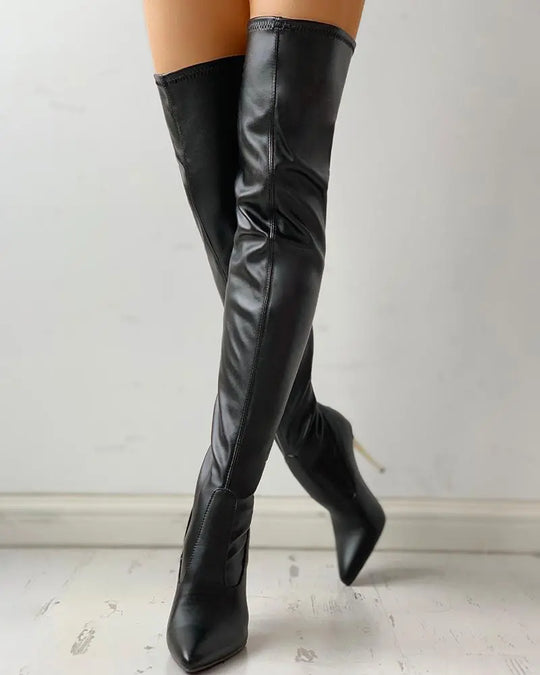 Überknee Stiefel mit Ener Ferse und Reißverschluss